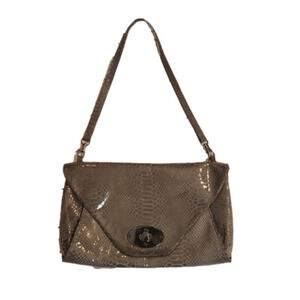 WOMENS Perlina Gray leather snakeskin shoulder bag/clutch.